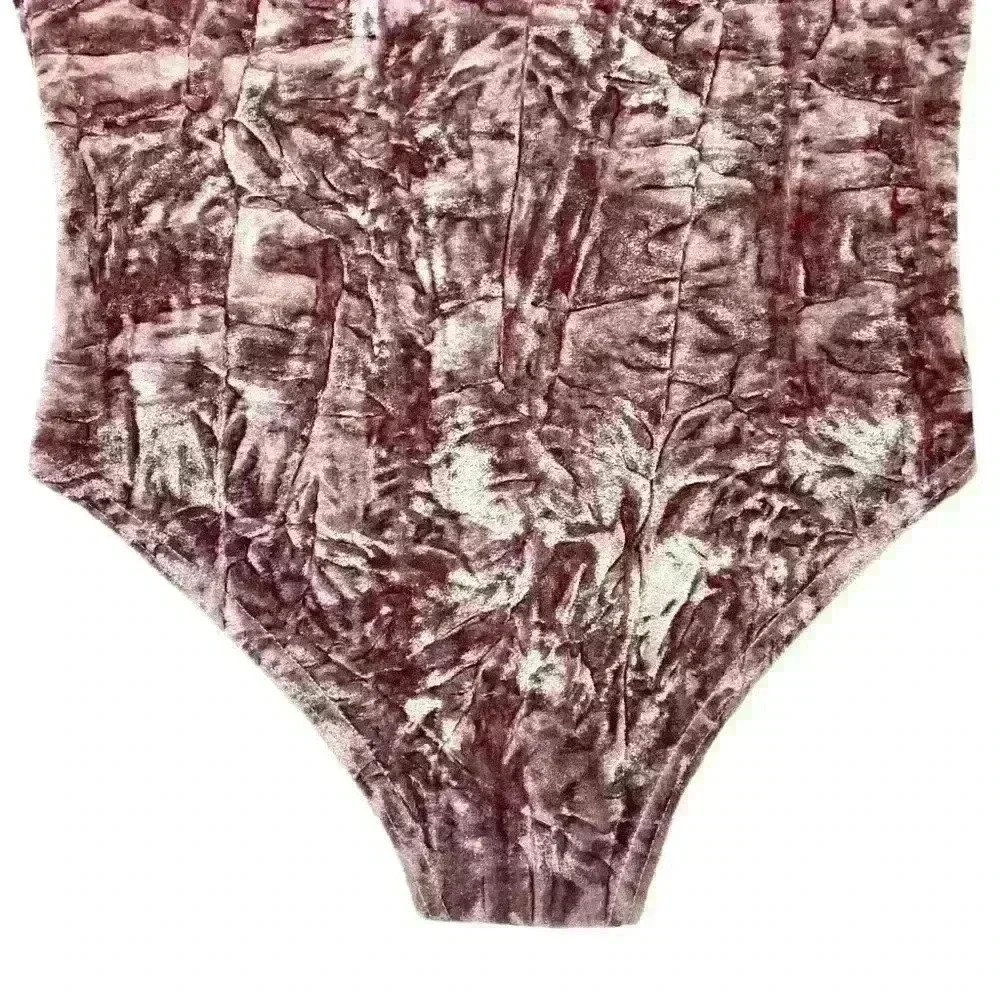 Makers of Dreams Velvet Bodysuit M, Plunge Neck, Twist Front, Boho Chic Sexy Top - Picture 11 of 16